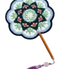 blue green floral round fan main image