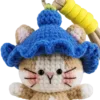 blue hat cat bag charm close up detail