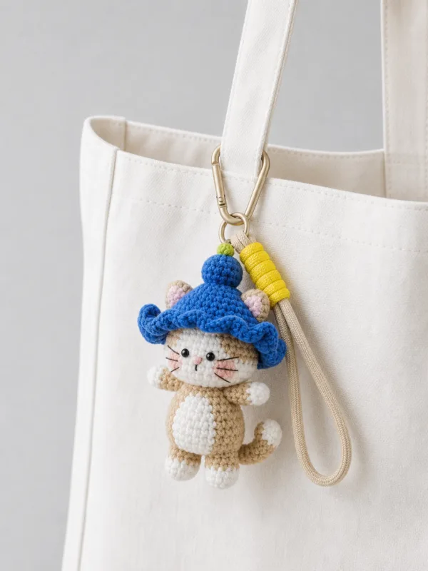 blue hat cat bag charm lifestyle scene