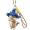blue hat cat bag charm strap detail