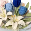 blue tulip lily keepsake bouquet angled view