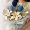blue tulip lily keepsake bouquet hanging display