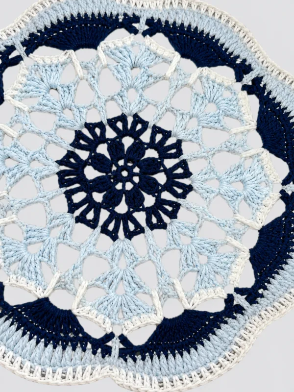 blue white porcelain round fan main image