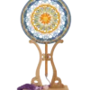 blue yellow mandala round fan hanging display