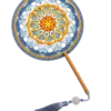 blue yellow mandala round fan main image
