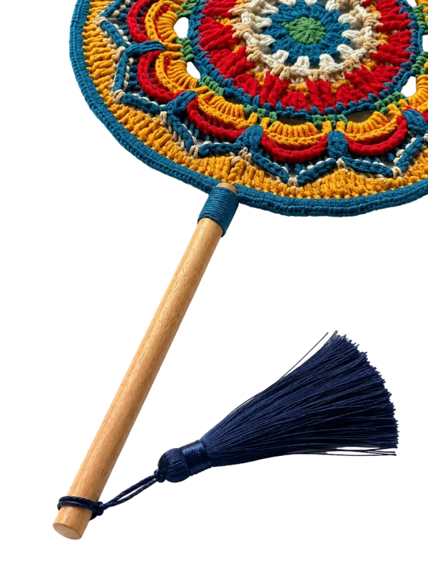 colorful mandala round fan detail view