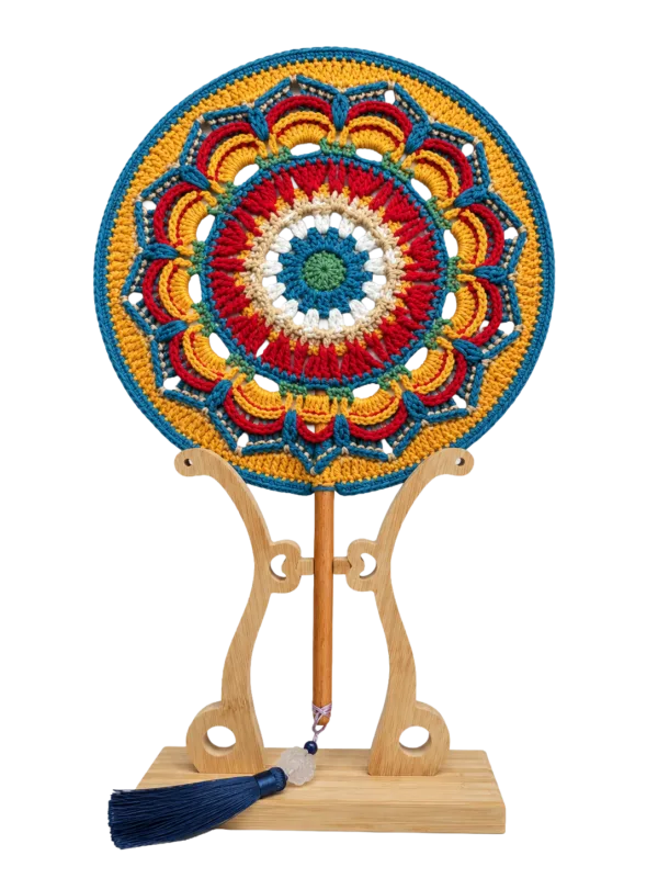 colorful mandala round fan hanging display
