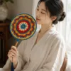 colorful mandala round fan lifestyle scene
