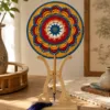 colorful mandala round fan top view