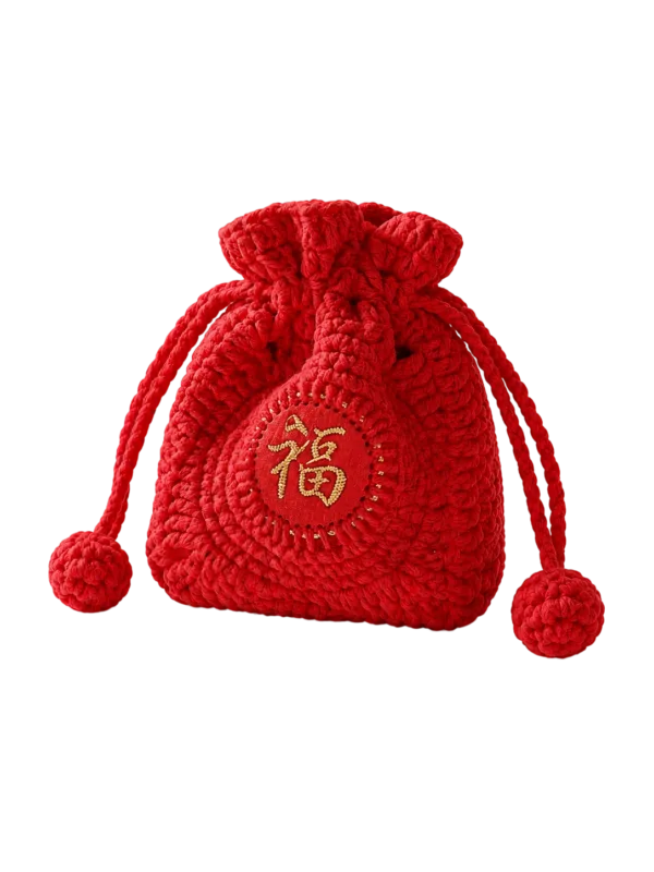crimson fu blessing sachet pouch angled view