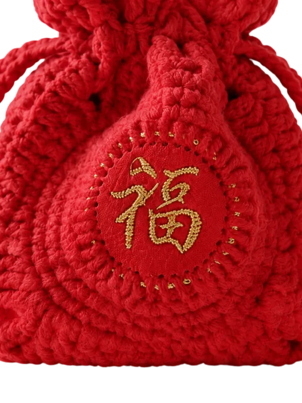 crimson fu blessing sachet pouch close up detail