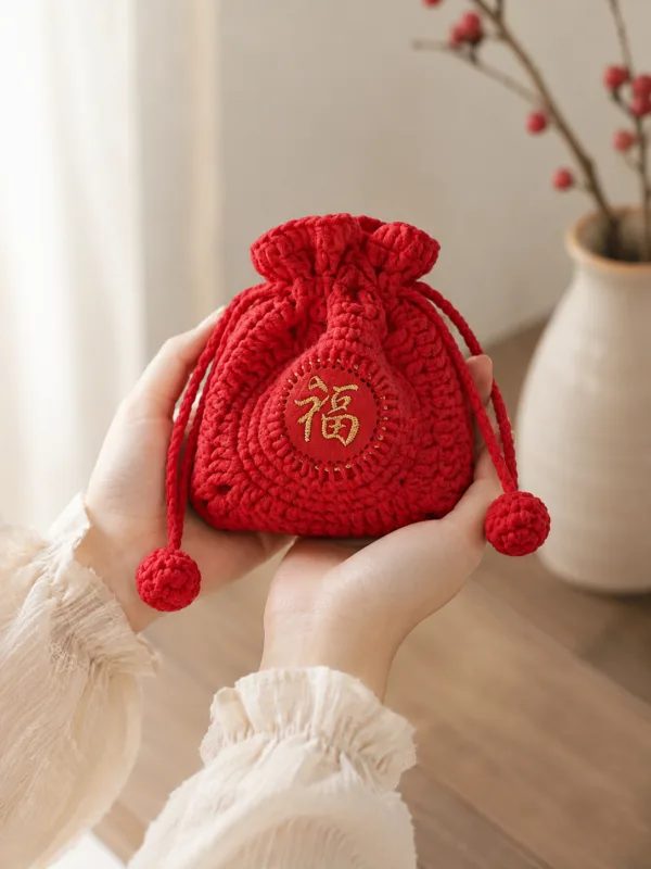 crimson fu blessing sachet pouch hanging display