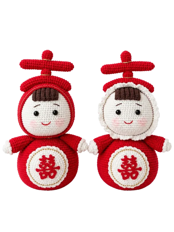 double happiness couple doll set front view