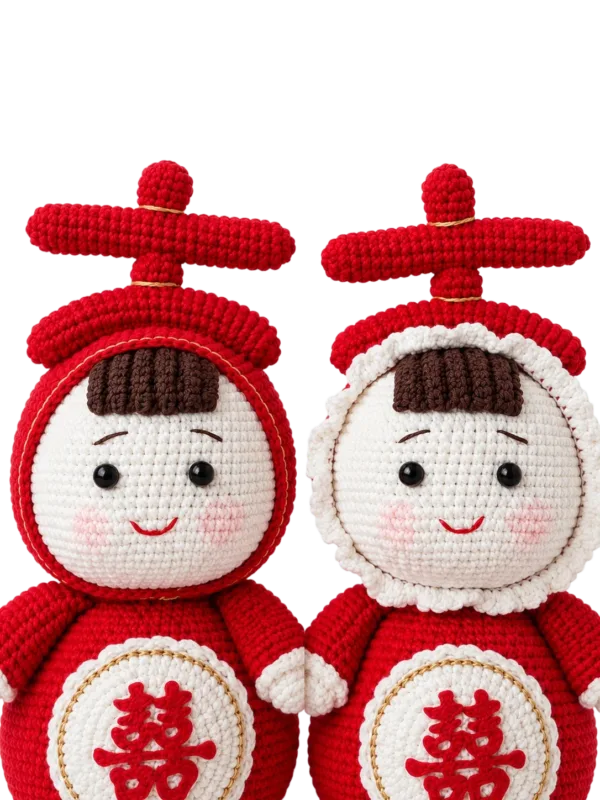 double happiness couple doll set side view