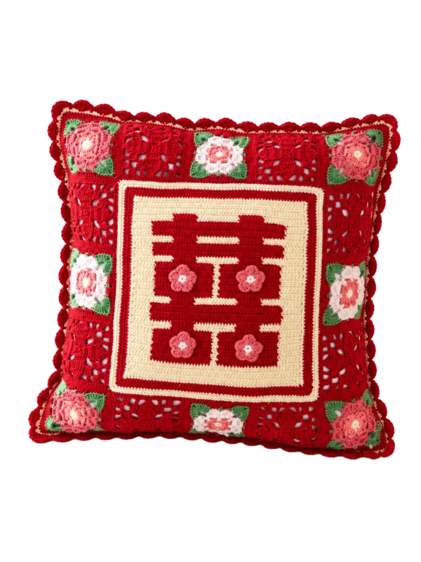 double happiness wedding pillow angled view