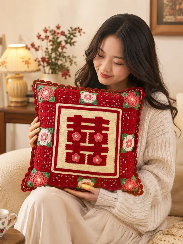 double happiness wedding pillow hanging display