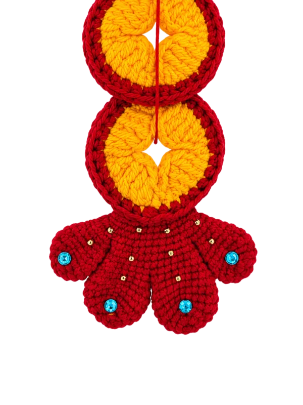 lucky coin tassel hanging charm detail view