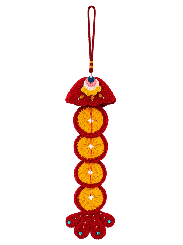 lucky coin tassel hanging charm front view