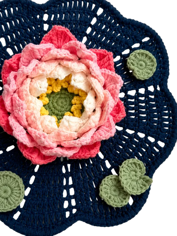 navy peony round fan close up detail
