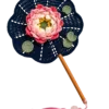 navy peony round fan main image