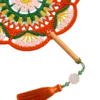 orange green floral round fan detail view