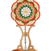 orange green floral round fan hanging display