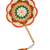 orange green floral round fan main image