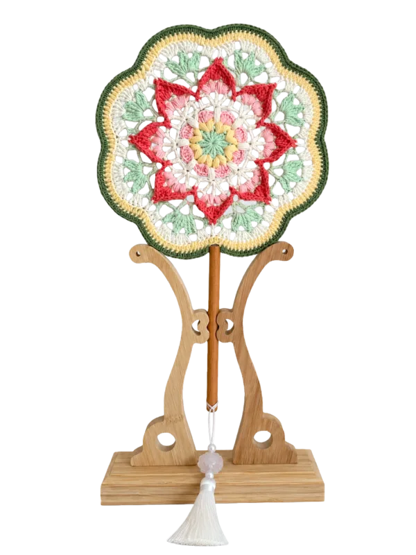 pink lotus floral round fan hanging display