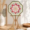 pink lotus floral round fan top view