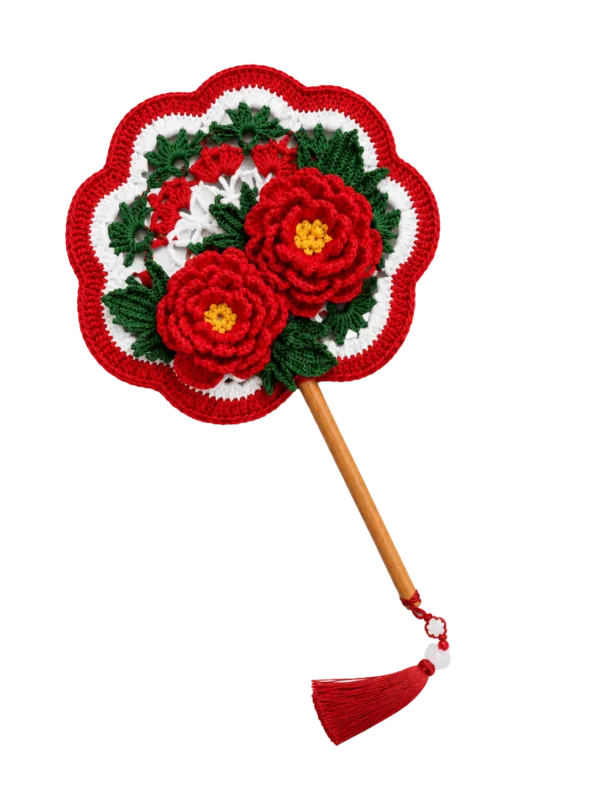 red peony palace round fan angled view