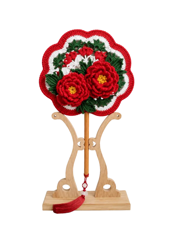 red peony palace round fan front view