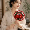 red peony palace round fan hanging display