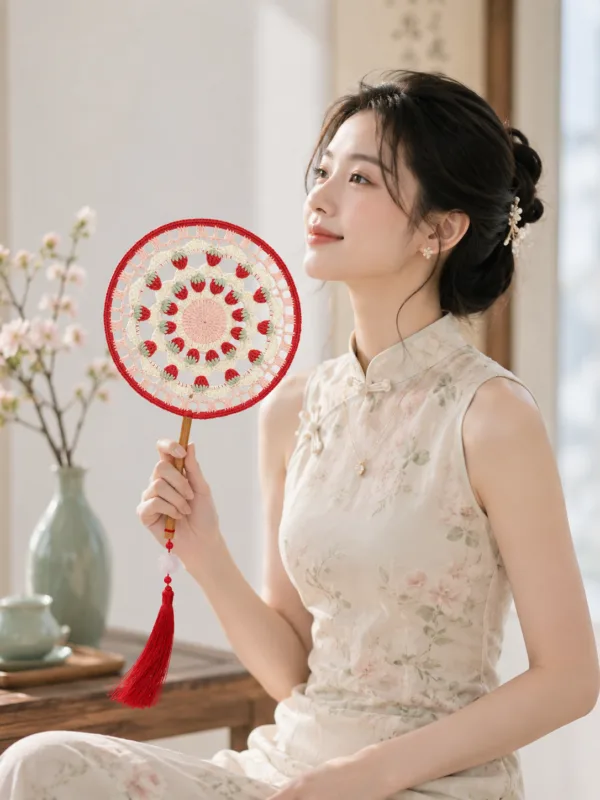 strawberry round fan lifestyle scene