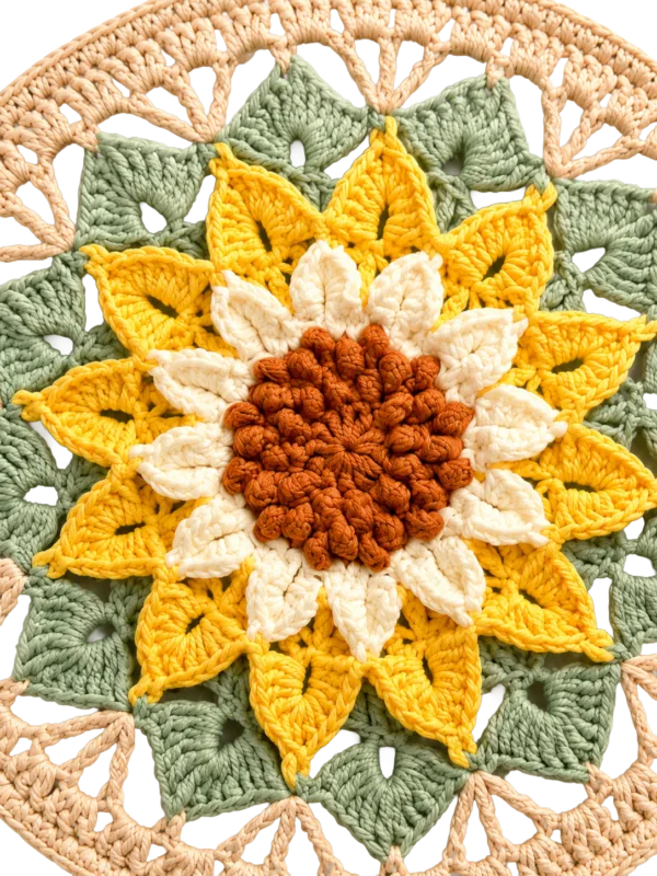 sunflower round fan detail view