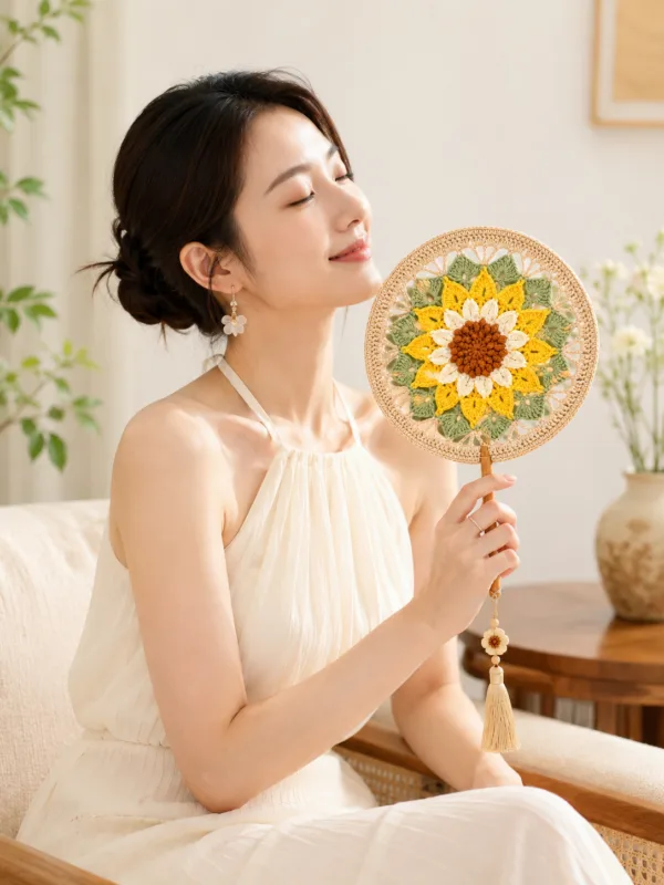 sunflower round fan lifestyle scene