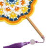 yellow blue daisy round fan close up detail