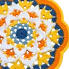 yellow blue daisy round fan detail view