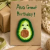 avocado birthday greeting card hanging display