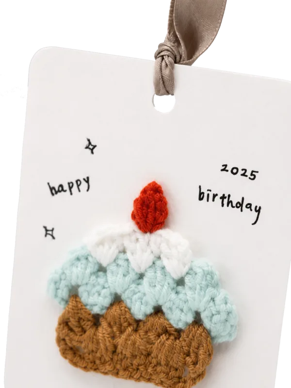 birthday cake gift tag card angled view