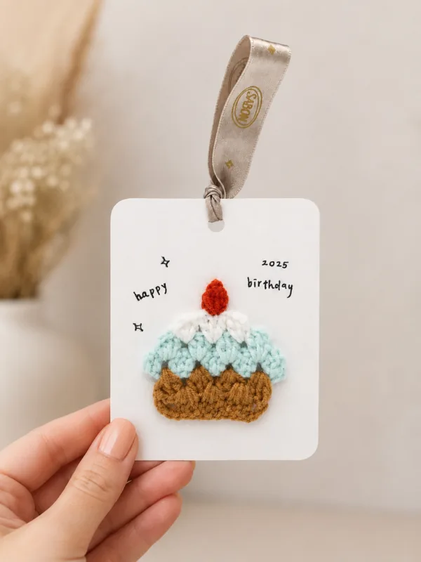 birthday cake gift tag card lifestyle scene