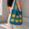 blue citrus mesh tote back view