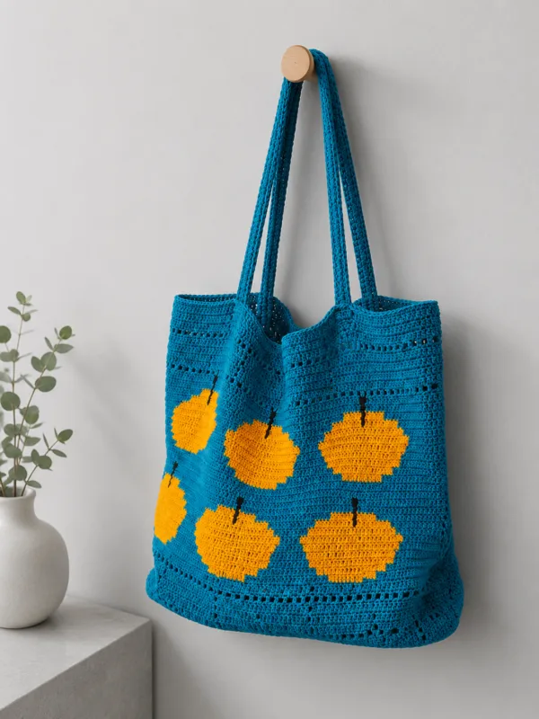 blue citrus mesh tote lifestyle scene