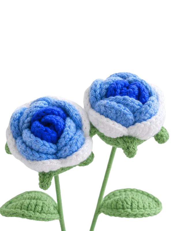 blue double flower vase ornament close up detail