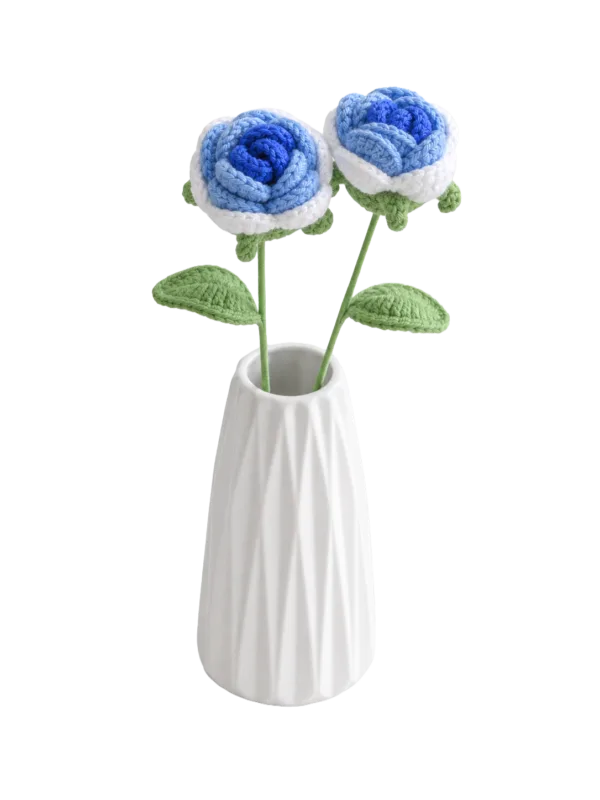 blue double flower vase ornament detail view