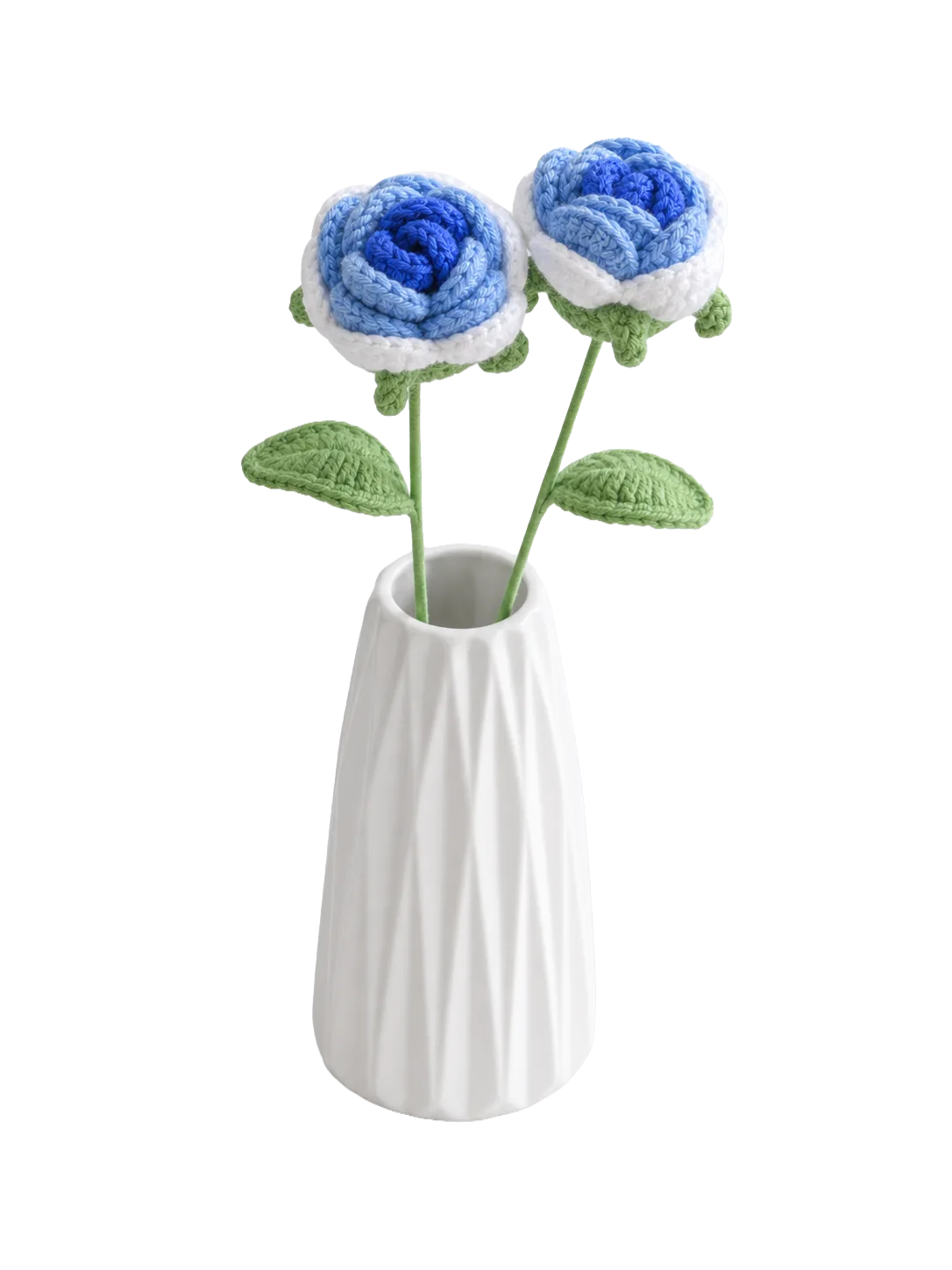blue double flower vase ornament detail view