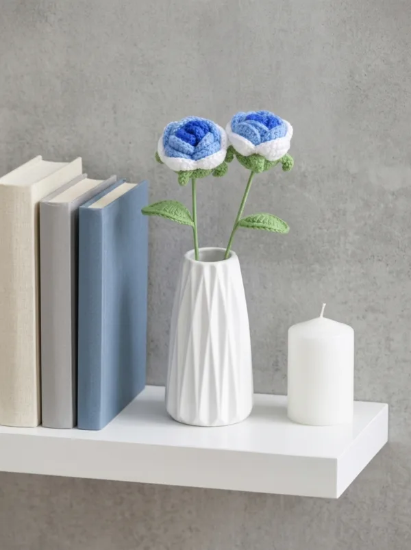 blue double flower vase ornament display view