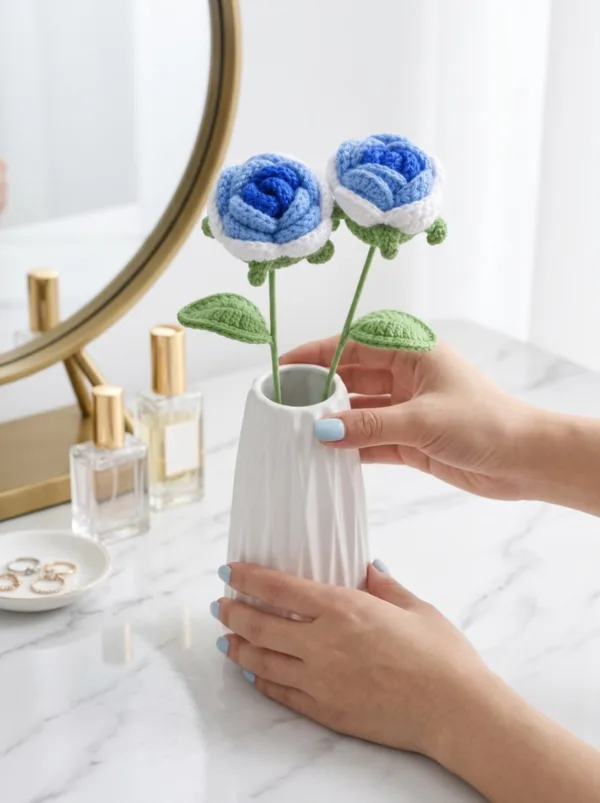 blue double flower vase ornament gift view