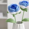 blue double flower vase ornament styled view
