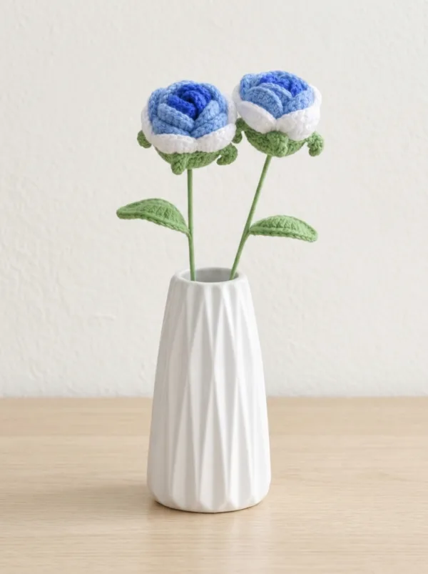 blue double flower vase ornament texture view
