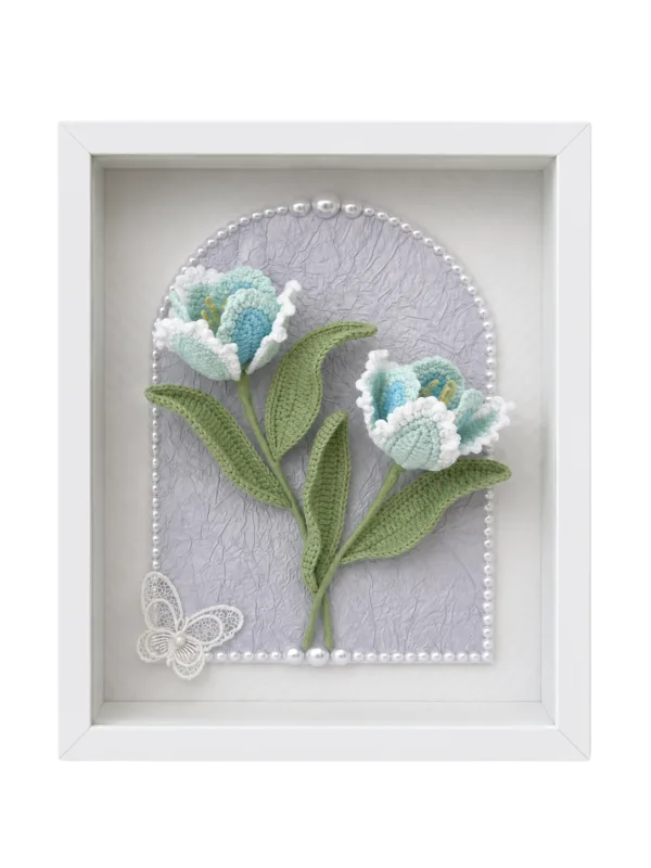 blue lily of the valley shadow box frame front view
